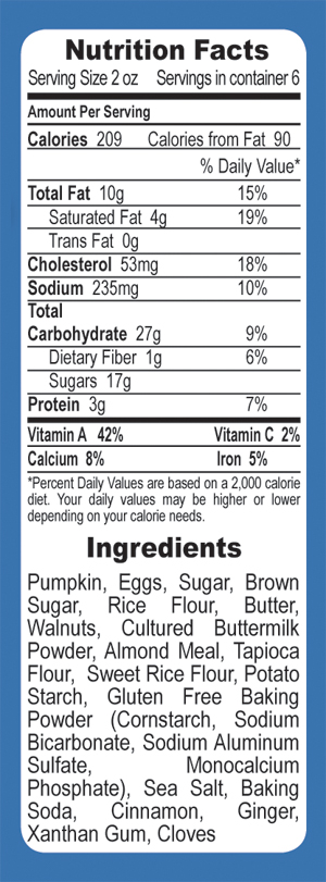 Pumpkin Streusel Bread Nutritional Facts